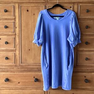 Anthropologie Saturday Sunday Bonnie Blue Puff Sleeve Dress Size L
